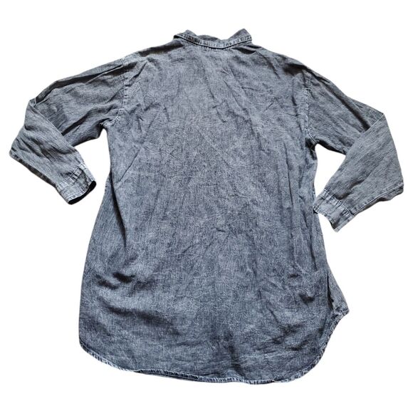The Rockn Rev Shirt Top Small/Medium Chambray Button Stonewash 80s 90s Y2K - Picture 2 of 6
